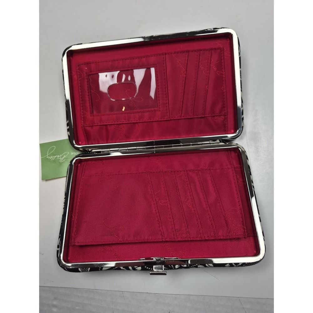Vera Bradley Opera Wallet Retired Barcelona Floral Quilted Metal Frame Black NWT - Picture 4 of 14